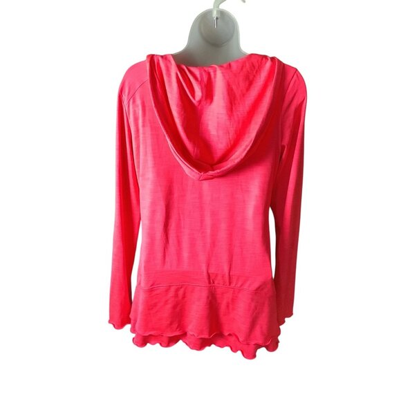 Calvin Klein Performance Quick Dry Womens Pink Hooded Long Sleeve Ruched Top M - Picture 2 of 11